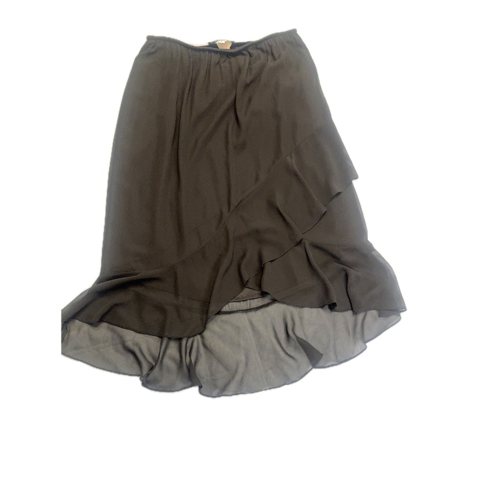 Alex Evenings Black Ruffle Hem Midi Skirt Size L – Elegant Evening Formal Wear